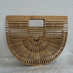 NWOT Natural Bamboo Semi-Circle Handbag - Tan